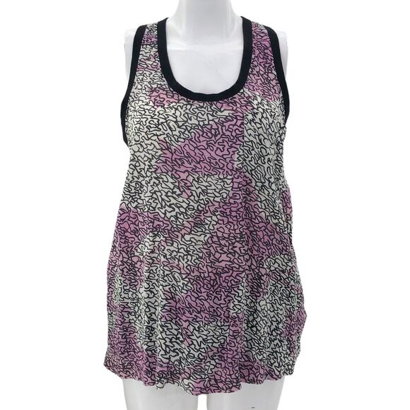 River Island US 8 Love Conquers Hate Purple White Doodle Print Tank Top - Picture 1 of 6